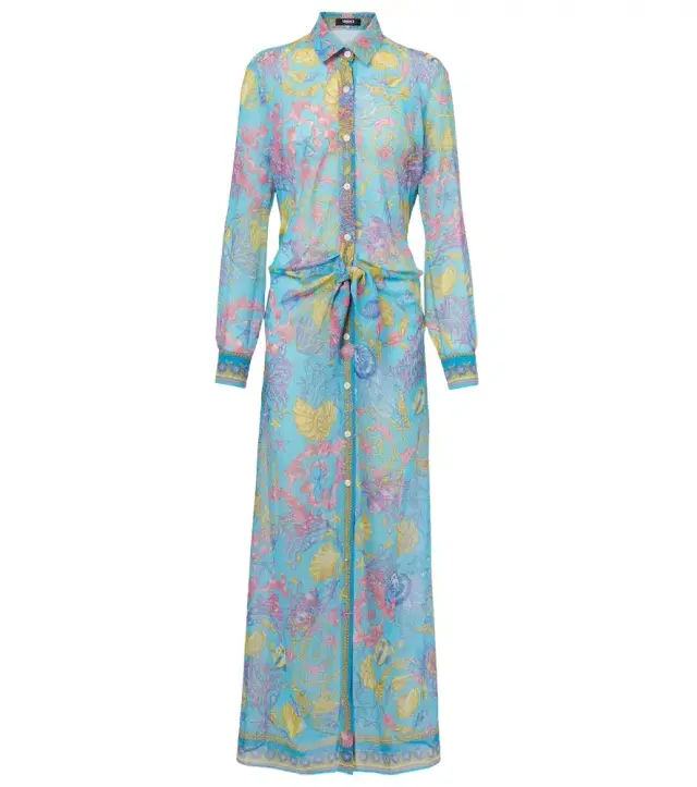 Versace Printed semi-sheer shirt dress