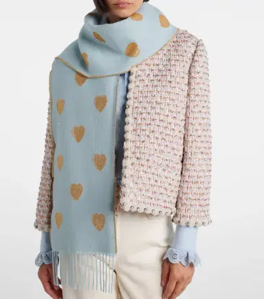Valentino Heart fringed wool-blend scarf | Thumbnail 5