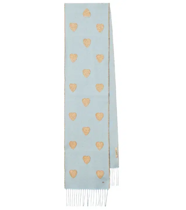 Valentino Heart fringed wool-blend scarf