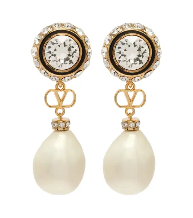 Valentino VLogo embellished drop earrings
