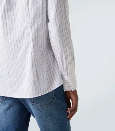 Brunello Cucinelli Striped cotton poplin shirt | Thumbnail 4