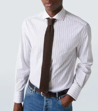 Brunello Cucinelli Striped cotton poplin shirt | Thumbnail 6