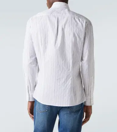 Brunello Cucinelli Striped cotton poplin shirt | Thumbnail 7