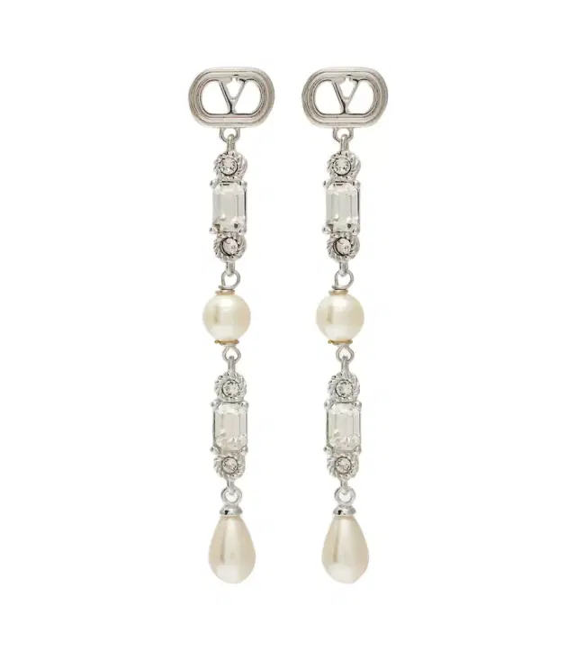 Valentino Ovalette VLogo Swarovski-embellished drop earrings