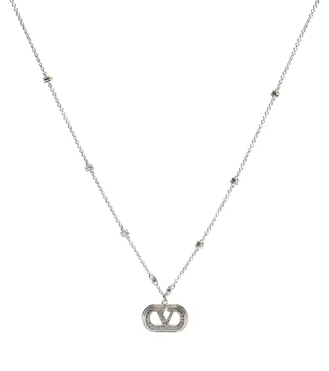 Valentino Ovalette VLogo embellished necklace