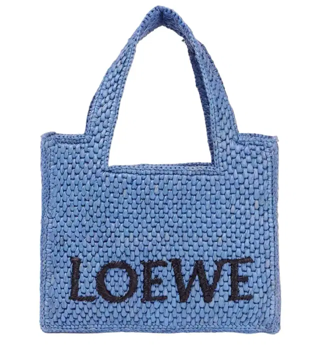 Loewe Paula's Ibiza Mini logo raffia top-handle bag