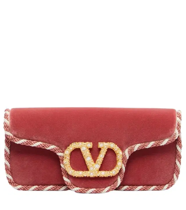 Valentino Garavani Locò Mini embellished velvet clutch