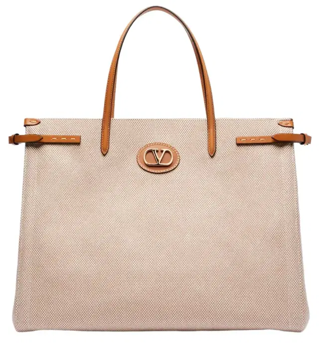 Valentino Garavani Antibes leather-trimmed canvas tote bag