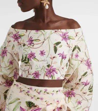 Agua by Agua Bendita Duria floral linen crop top | Thumbnail 4