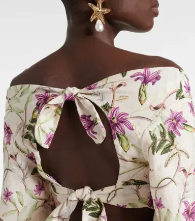 Agua by Agua Bendita Duria floral linen crop top | Thumbnail 6