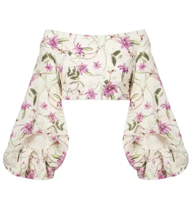 Agua by Agua Bendita Duria floral linen crop top | Thumbnail 1