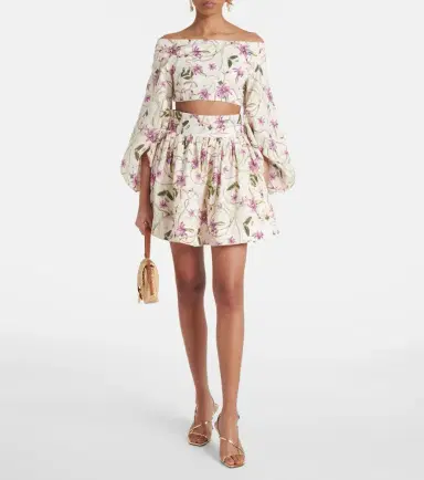 Agua by Agua Bendita Floral linen miniskirt | Thumbnail 3