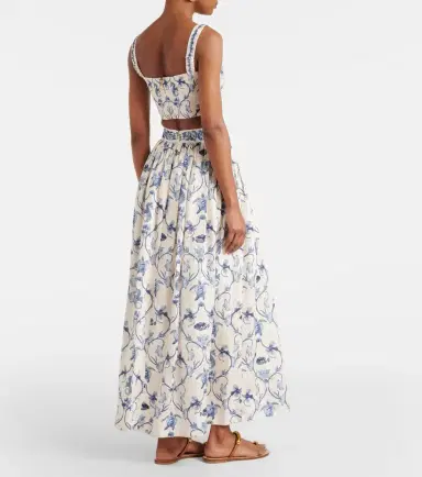 Agua by Agua Bendita Printed high-rise linen maxi skirt | Thumbnail 4
