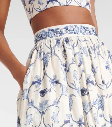 Agua by Agua Bendita Printed high-rise linen maxi skirt | Thumbnail 5