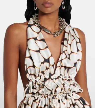 Dries Van Noten Printed halterneck silk twill top | Thumbnail 3