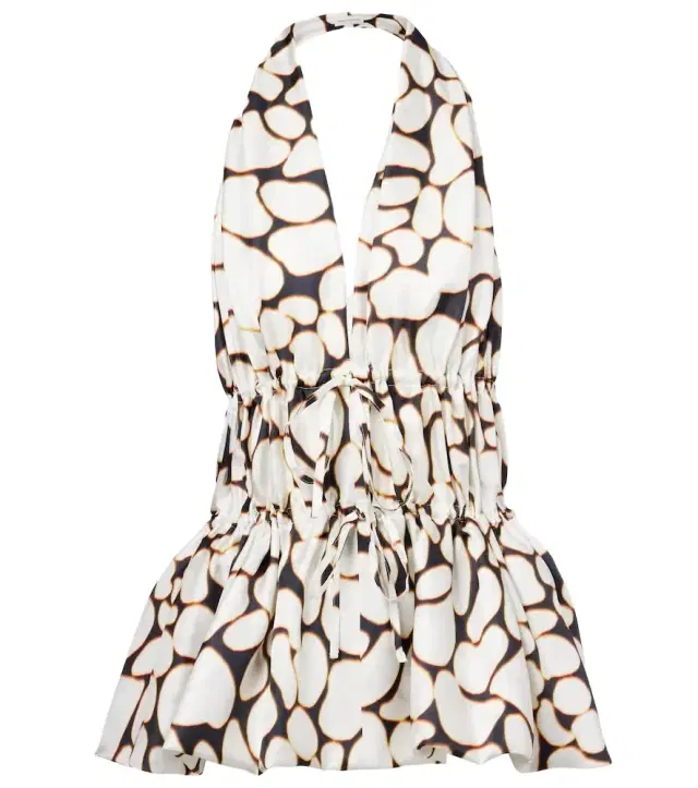 Dries Van Noten Printed halterneck silk twill top