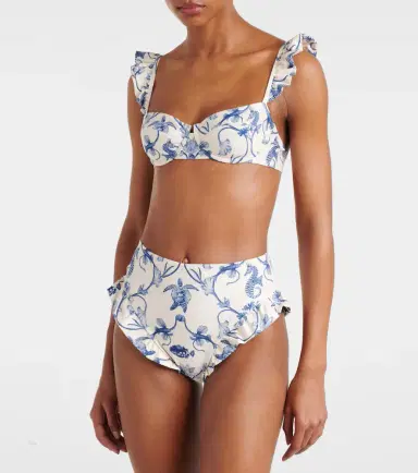 Agua by Agua Bendita Jengibre printed ruffled bikini bottoms | Thumbnail 2