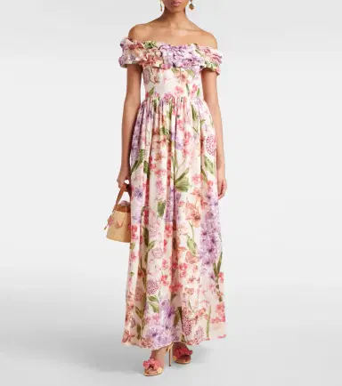 Agua by Agua Bendita Espliego floral linen maxi dress | Thumbnail 5