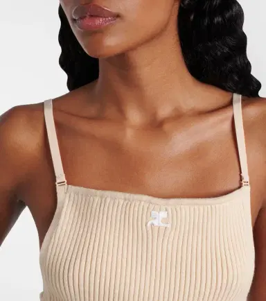 Courreges Courrèges Logo ribbed-knit tank top | Thumbnail 4
