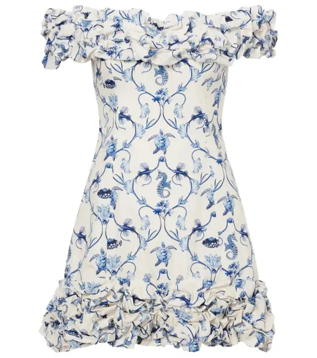 Agua by Agua Bendita Jardin off-shoulder cotton minidress