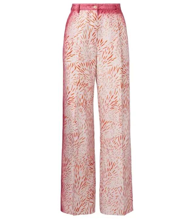 Dries Van Noten Printed silk wide-leg pants