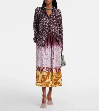 Dries Van Noten Printed cotton maxi skirt | Thumbnail 4