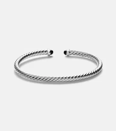 David Yurman Cable Flex sterling silver and 14kt gold cuff bracelet with onyxes | Thumbnail 2
