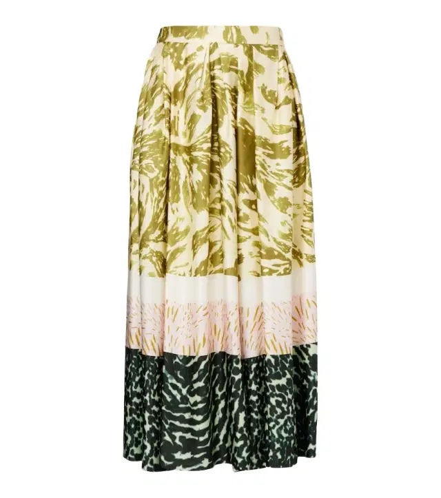 Dries Van Noten Printed satin midi skirt