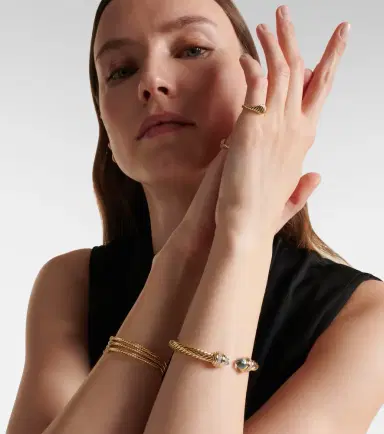 David Yurman Classic Cablespira 18kt gold cuff bracelet with topaz and diamonds | Thumbnail 3 David Yurman Classic Cablespira 18kt gold cuff bracelet with topaz and diamonds | Thumbnail 3