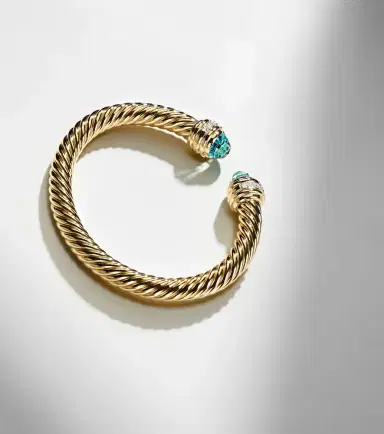 David Yurman Classic Cablespira 18kt gold cuff bracelet with topaz and diamonds | Thumbnail 6 David Yurman Classic Cablespira 18kt gold cuff bracelet with topaz and diamonds | Thumbnail 6