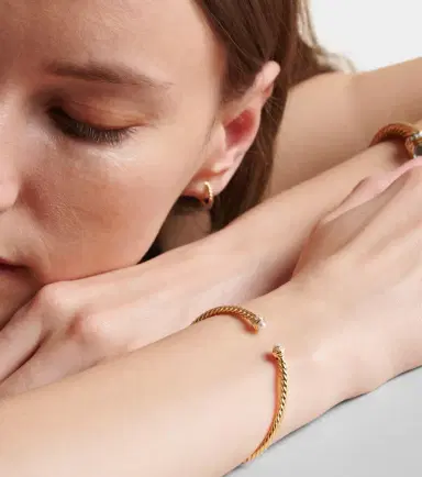 David Yurman Cablespira Flex 18kt gold cuff bracelet with freshwater pearls and diamonds | Thumbnail 4