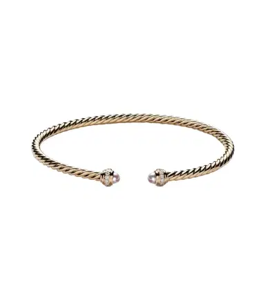 David Yurman Cablespira Flex 18kt gold cuff bracelet with freshwater pearls and diamonds | Thumbnail 1