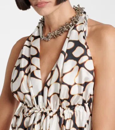 Dries Van Noten Printed silk twill maxi dress | Thumbnail 4