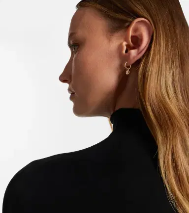 David Yurman Cable Collectibles Petite Cable 18kt gold huggie earrings with diamonds | Thumbnail 3