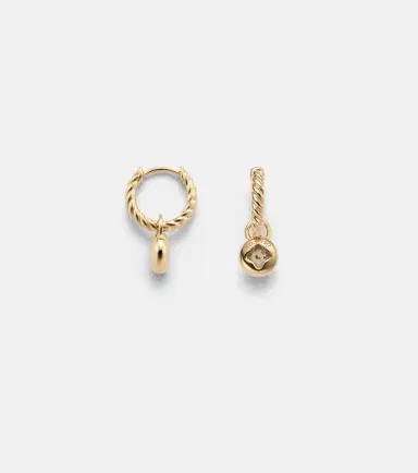 David Yurman Cable Collectibles Petite Cable 18kt gold huggie earrings with diamonds | Thumbnail 4