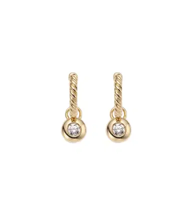 David Yurman Cable Collectibles Petite Cable 18kt gold huggie earrings with diamonds | Thumbnail 1