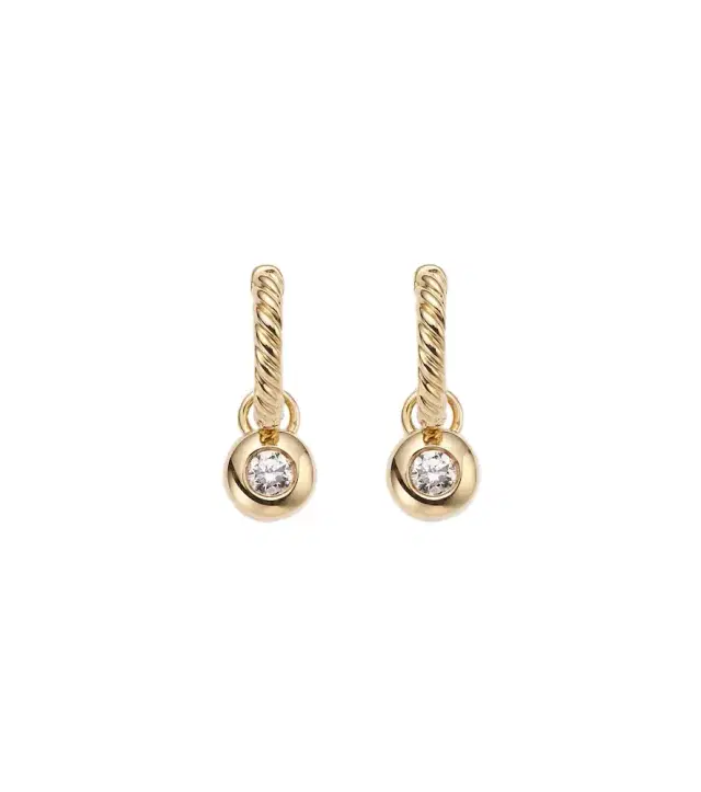 David Yurman Cable Collectibles Petite Cable 18kt gold huggie earrings with diamonds