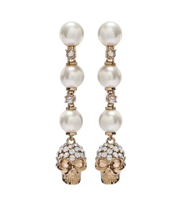 McQueen Skull crystal-embellished drop earrings