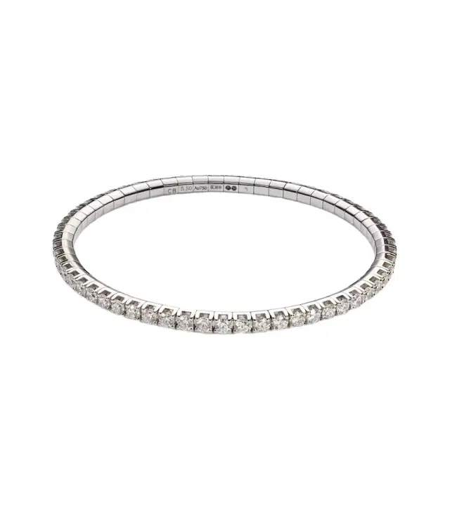 Stretchy 18kt white gold tennis bracelet with diamonds
