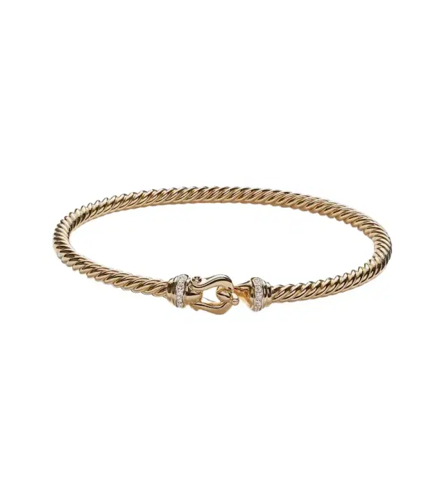 David Yurman Buckle Cablespira 18kt gold bangle with diamonds