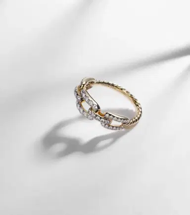 David Yurman Stax Chain Link 18kt gold ring with diamonds | Thumbnail 4 David Yurman Stax Chain Link 18kt gold ring with diamonds | Thumbnail 4