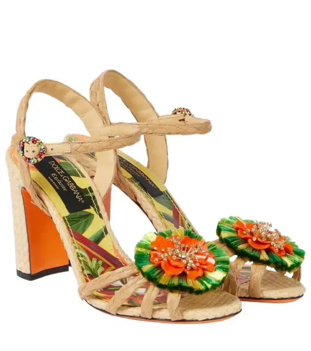 Dolce & Gabbana Embellished raffia sandals