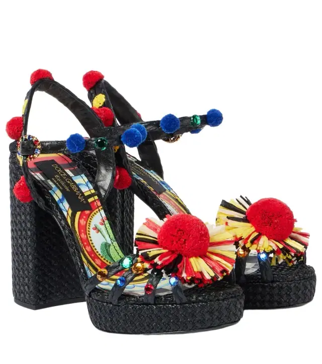 Dolce & Gabbana 105 embellished raffia sandals