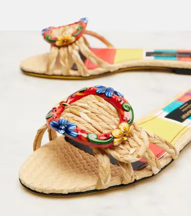 Dolce & Gabbana Taormina embellished raffia sandals | Thumbnail 3