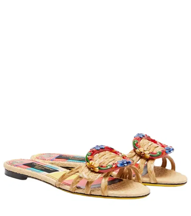 Dolce & Gabbana Taormina embellished raffia sandals