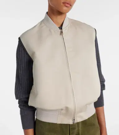 Bottega Veneta Leather-trimmed cotton and silk vest | Thumbnail 5 Bottega Veneta Leather-trimmed cotton and silk vest | Thumbnail 5
