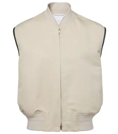 Bottega Veneta Leather-trimmed cotton and silk vest | Thumbnail 1 Bottega Veneta Leather-trimmed cotton and silk vest | Thumbnail 1