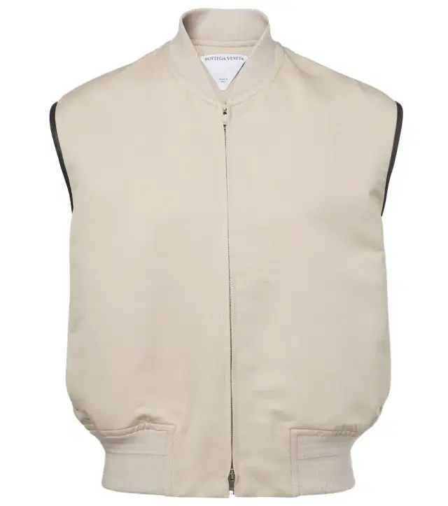 Leather-trimmed cotton and silk vest