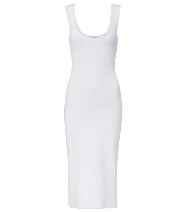 Chain-detail ribbed-knit midi dress