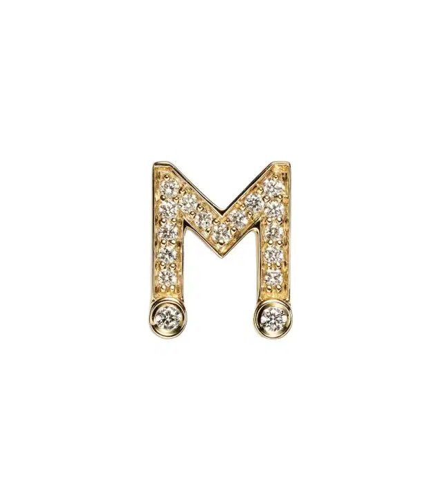Initial Petite 18kt gold single earring with diamonds